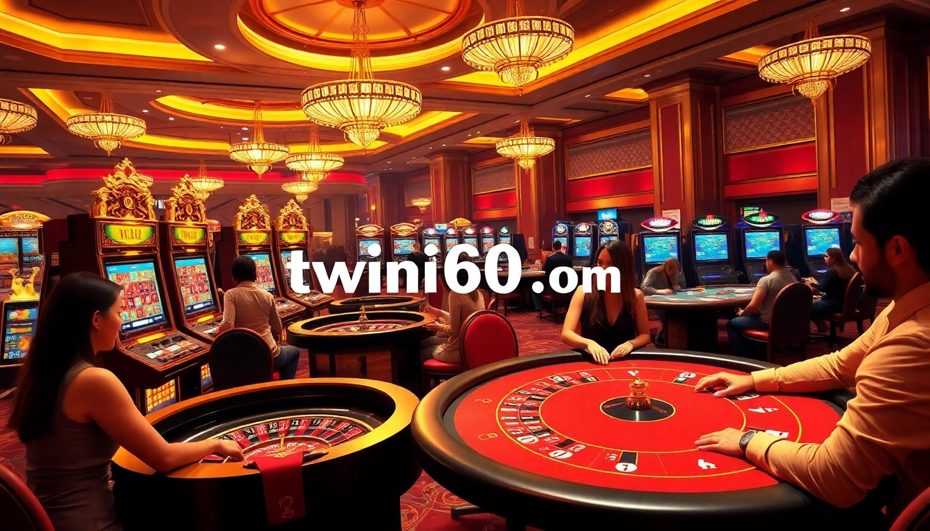Engaging gaming experience on twin68.com with vibrant casino elements and players at tables.
