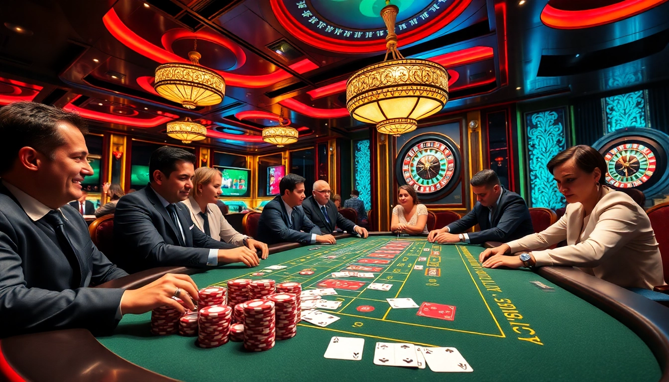 Goal123 players engaged in an exciting blackjack game, showcasing high stakes and intense focus.