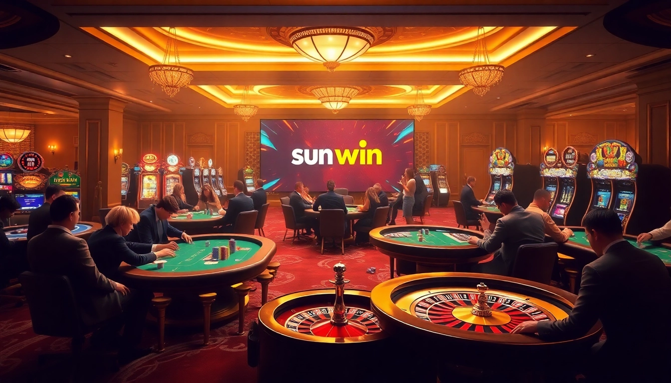Experience the thrill of Sun win casino gaming with poker chips and roulette tables.