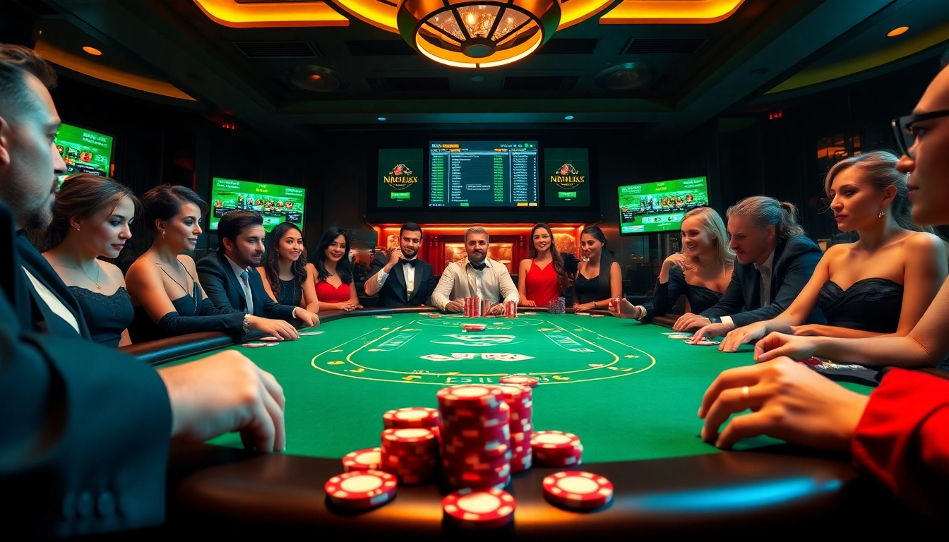 Experience the thrill of high-stakes poker at Bomwin with polished chips and excited players.