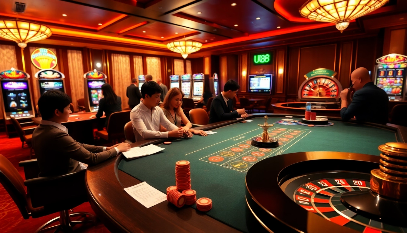 Experience the thrill of UU88 with vibrant casino tables and engaging online gambling interfaces.