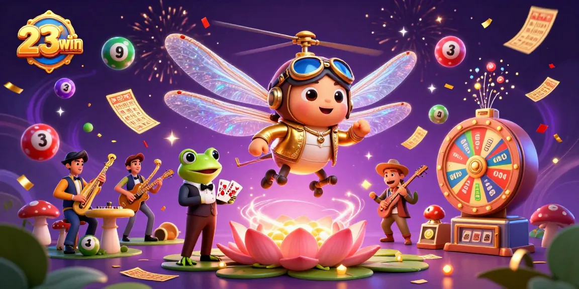 Experience the excitement of 23win with lively characters at a vibrant casino atmosphere!