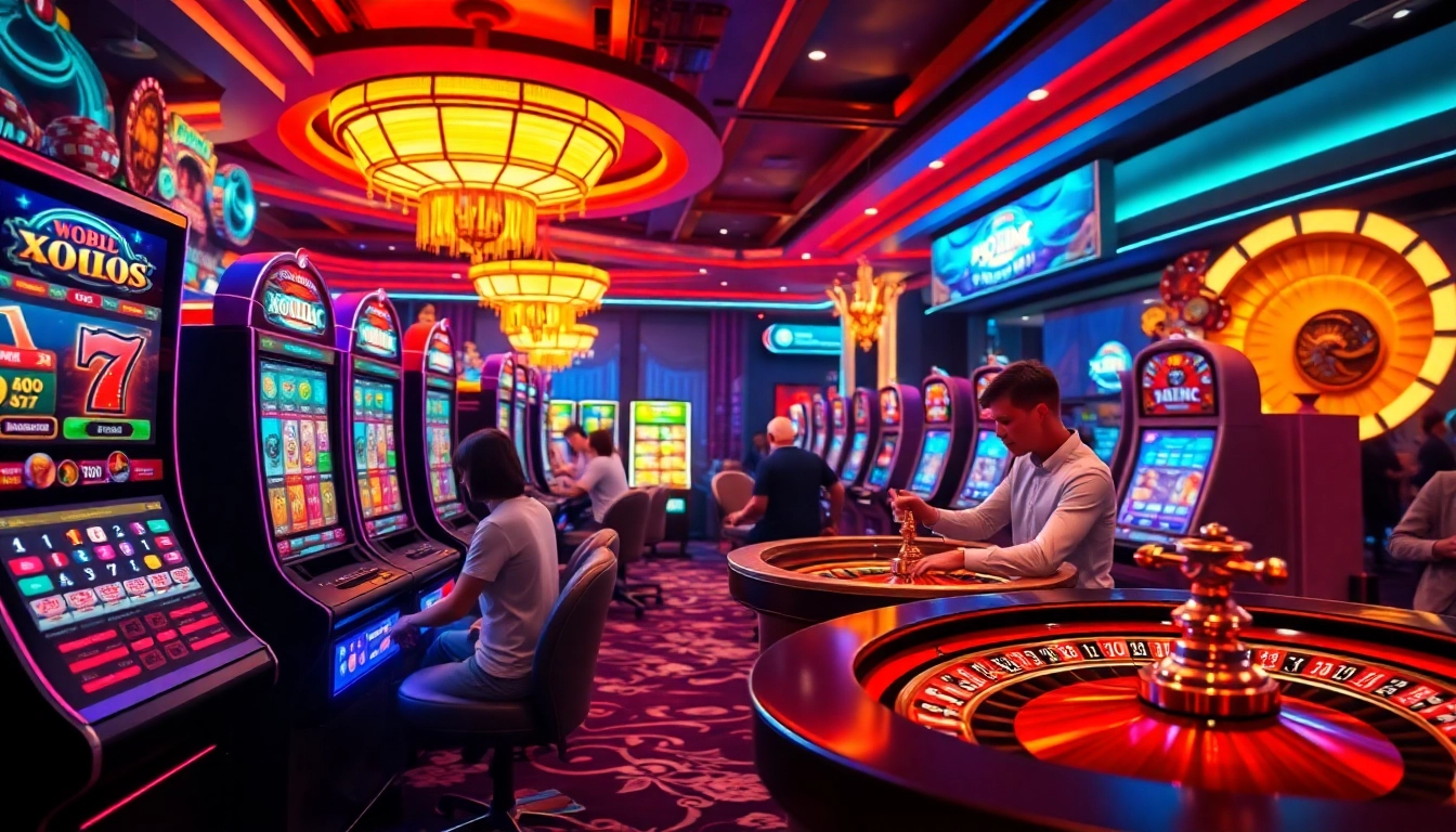 Xoilac offers exciting online gambling adventures with immersive casino visuals and vibrant gaming elements.