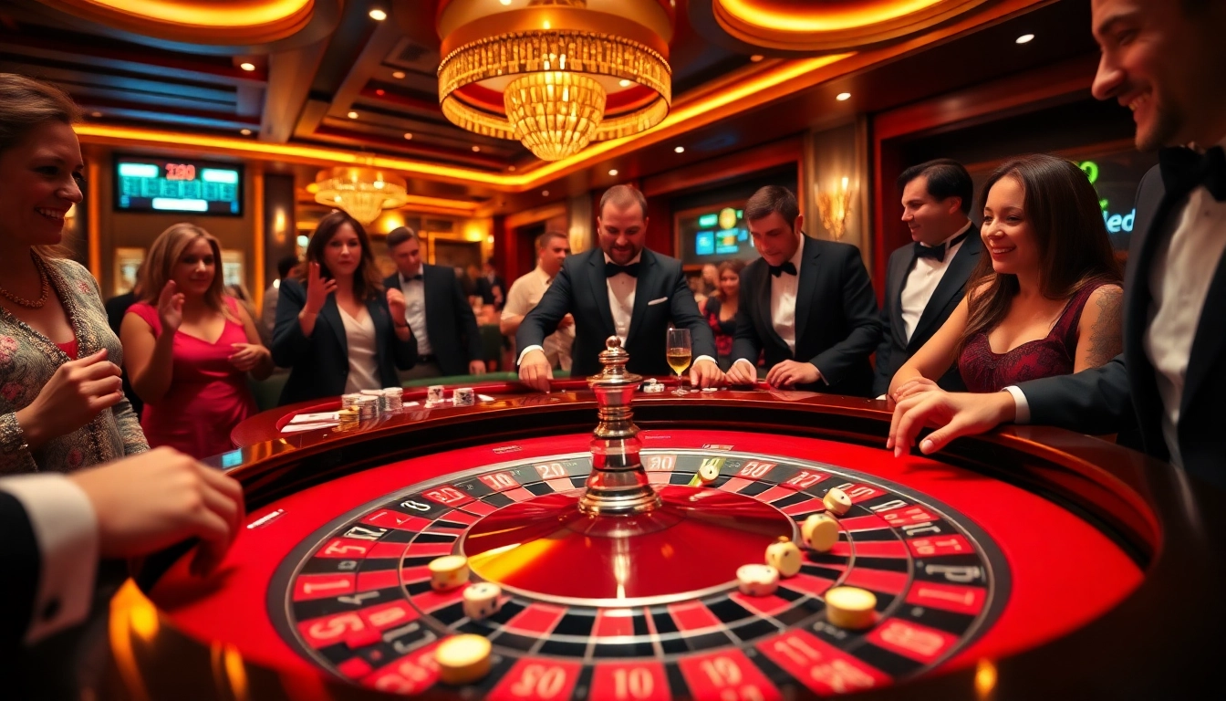 Play a thrilling B52 game at a luxurious casino table with lively gamblers and poker chips.