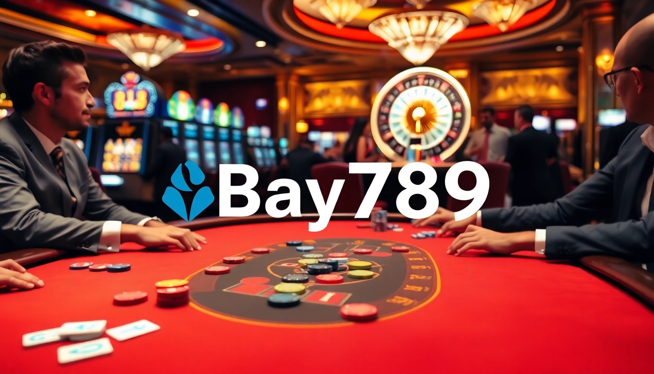 Experience thrilling poker gameplay at Bay789 Casino with colorful chips and cards.