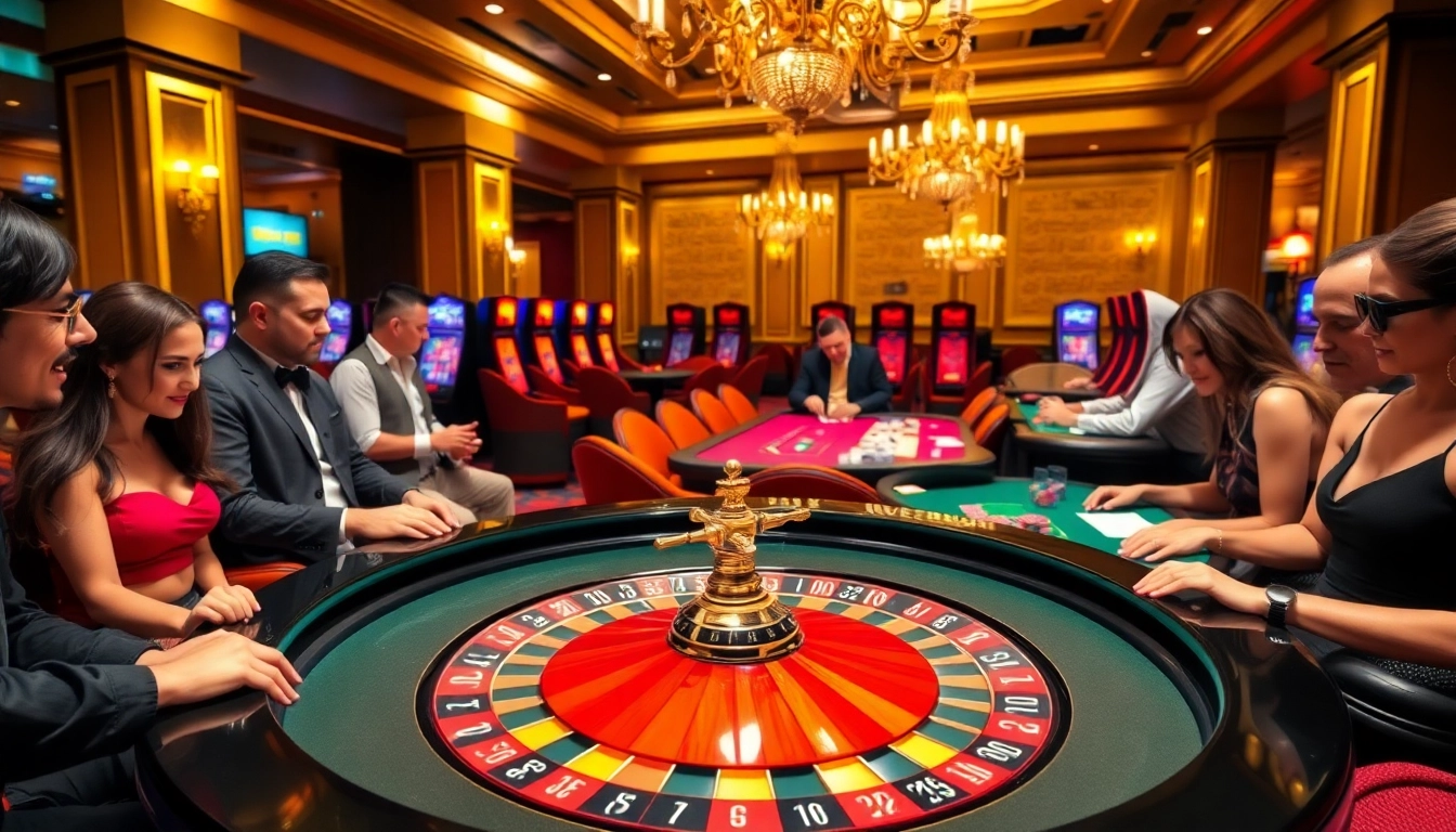 Players enjoying thrilling games at Hi88 casino, immersed in gambling excitement.