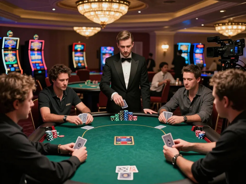 Players engaging in a thrilling poker match at 789win's luxurious casino tables