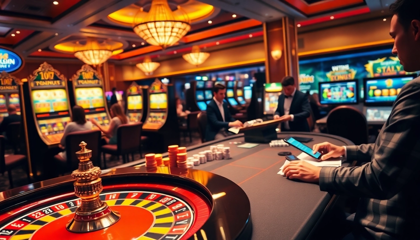 Experience thrilling gameplay at https://jtg88.com/ with immersive casino scenes and vibrant poker chips.