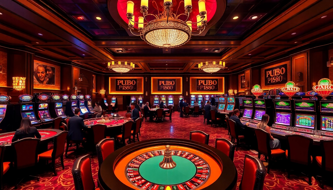 PUB88 casino scene showcasing exciting roulette and slot machine action.