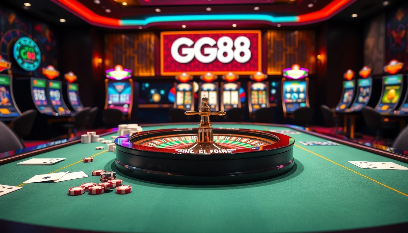 Action-packed GG88 casino experience with vibrant gaming tables and excitement.