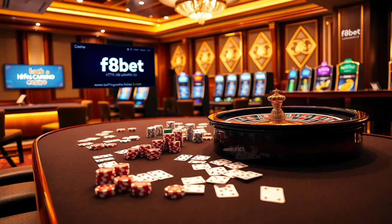 Engage in thrilling gaming experiences at https://f8bet.io/, featuring vibrant roulette wheels and poker tables.
