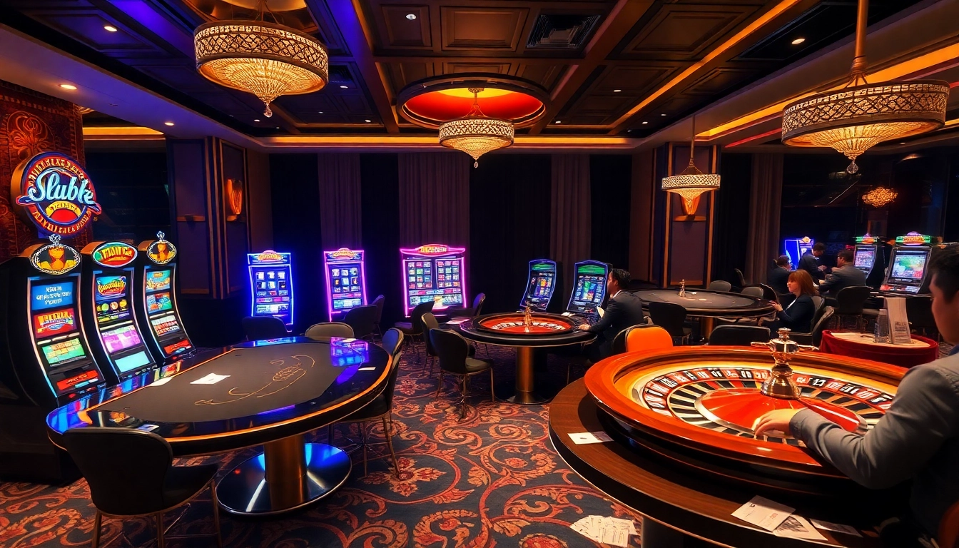 SCLUB88 CO showcases gamblers enjoying a high-stakes poker game at an elegant casino table.