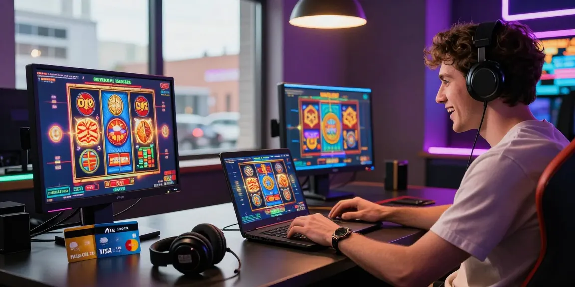 Engaging gaming moment at being-there.org.uk illustrating a vibrant online casino experience with colorful graphics and credit card options.