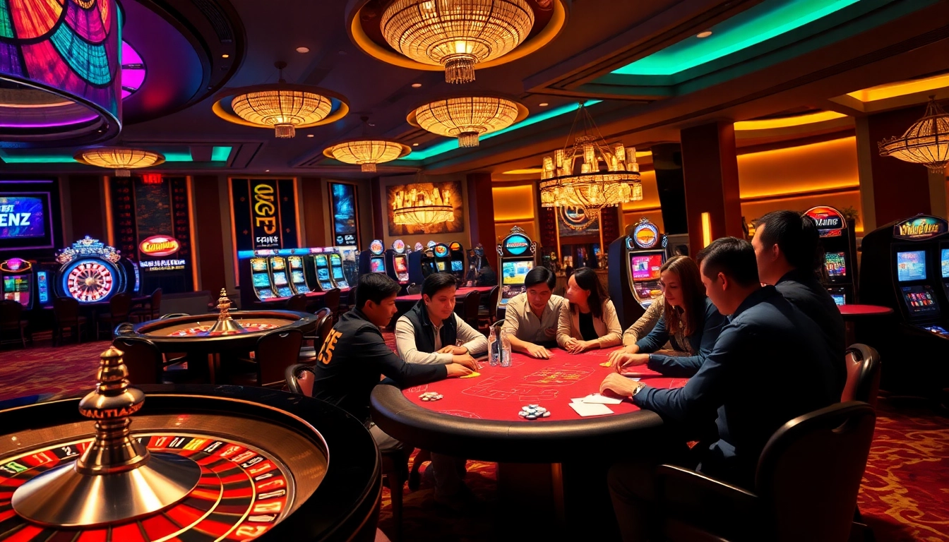 Experience the thrill of gambling at https://x88.law/ with a vibrant casino scene featuring poker and roulette.