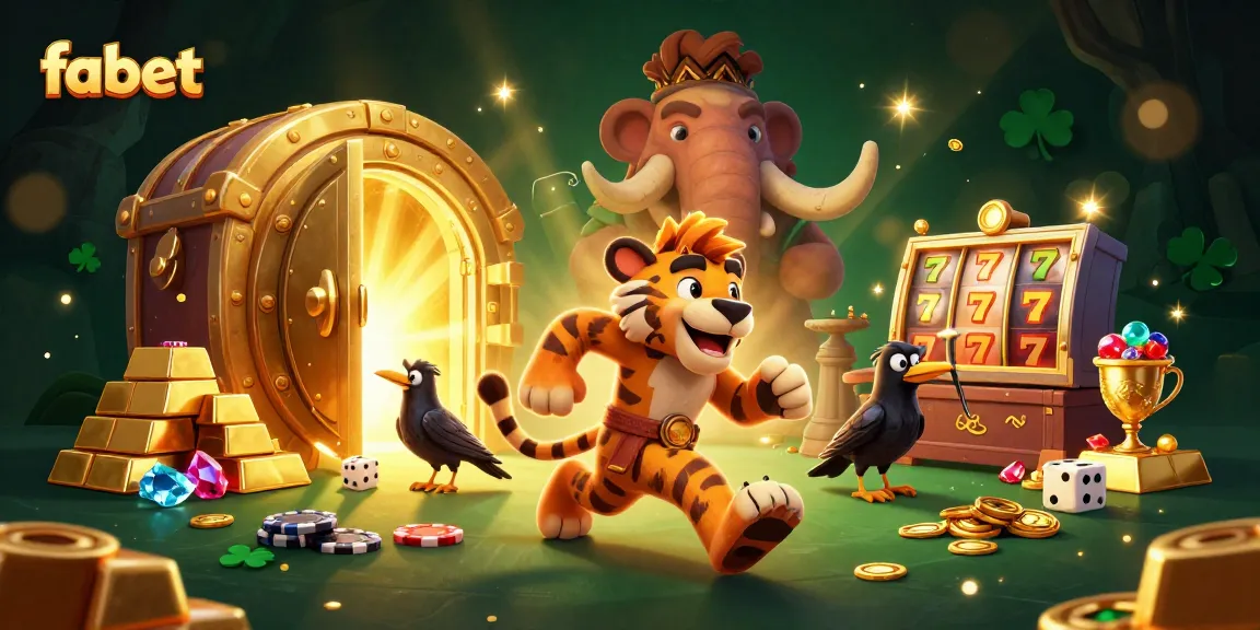 Engage in exciting casino adventures with fabet's vibrant prehistoric theme showcasing a caveman duo.