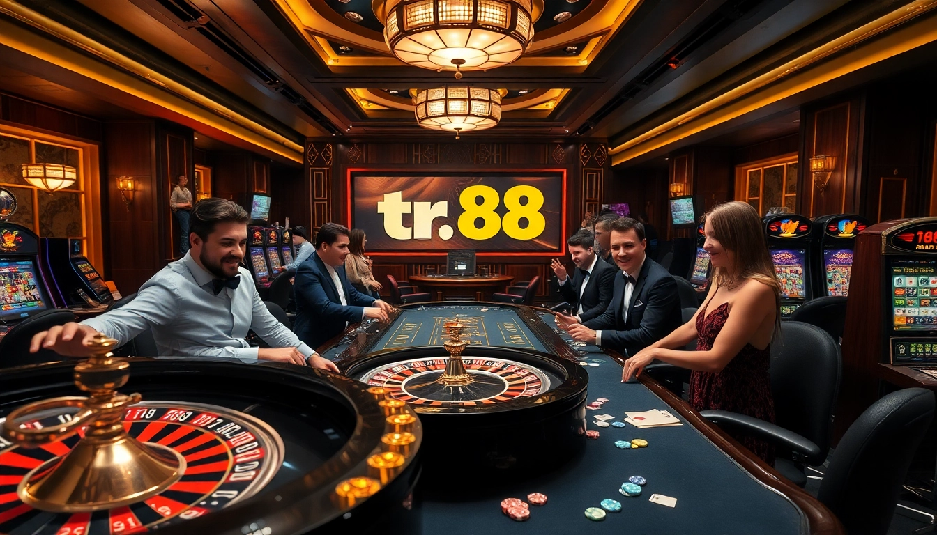 Experience thrilling gameplay at tr88's vibrant casino tables filled with excitement and luxury.