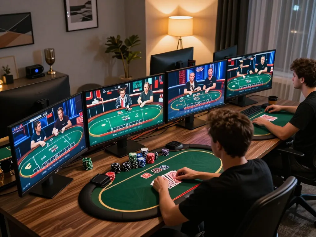 rikvip user engaging with live dealer games online at a well-equipped gaming setup
