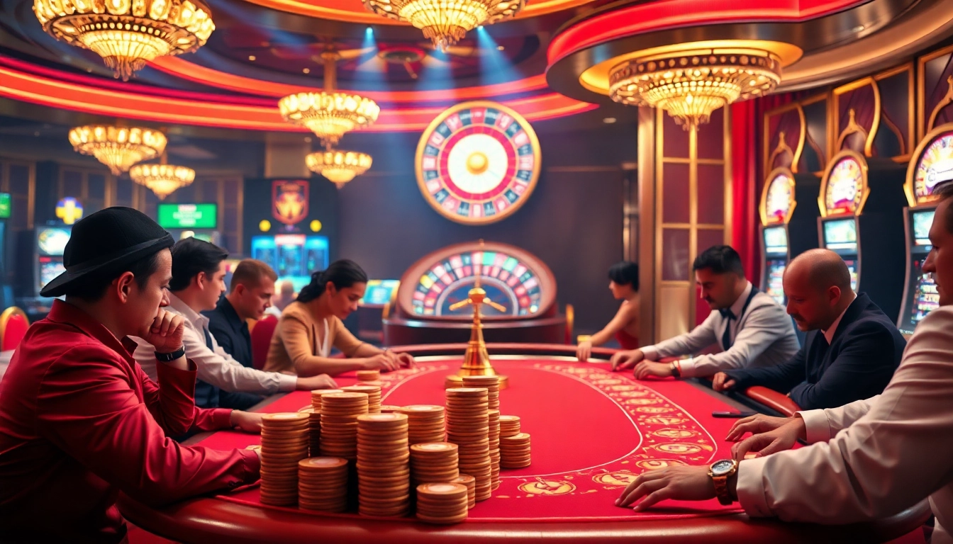 Players engaging in high-stakes poker at i9bet casino, showcasing excitement and strategy.