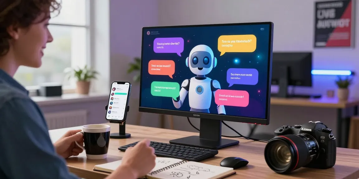 Dynamic spicy chat interaction in a modern workspace with vibrant AI responses.