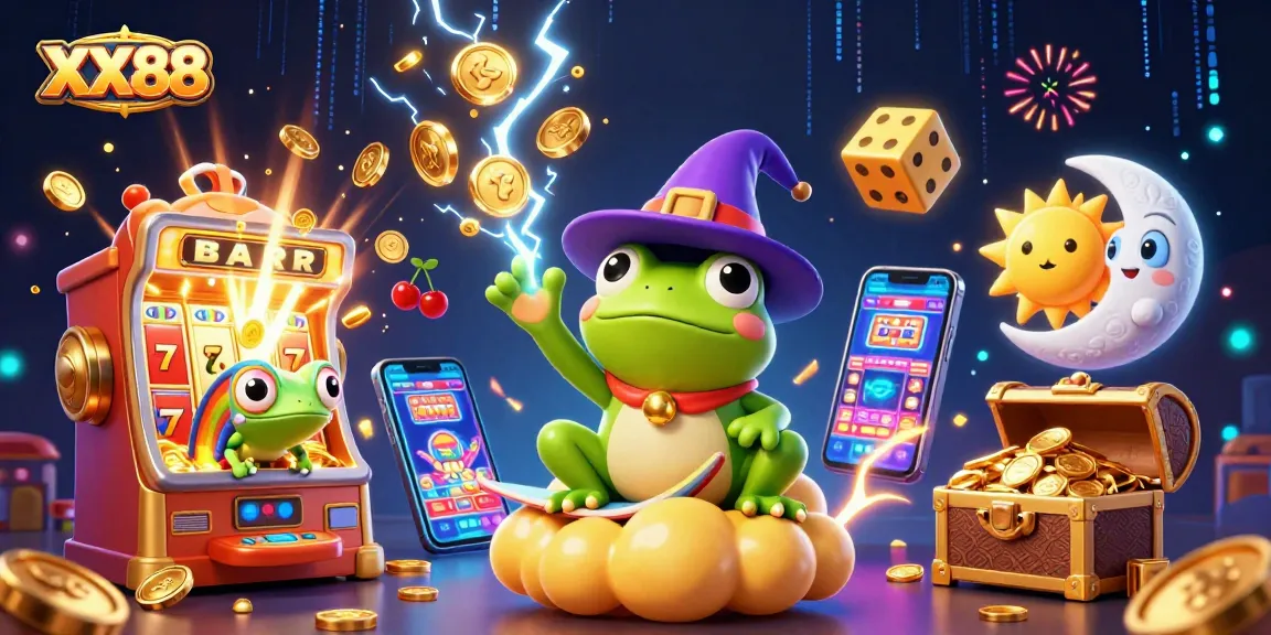Experience the excitement of betting at XX88 with a magical scene of coins and casino games.