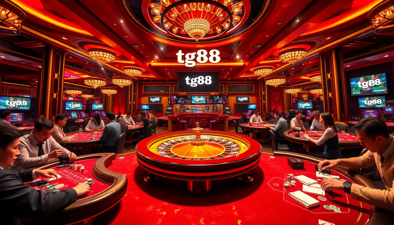 Experience thrilling gameplay at tg88 casino with vibrant roulette wheels and enthusiastic players.