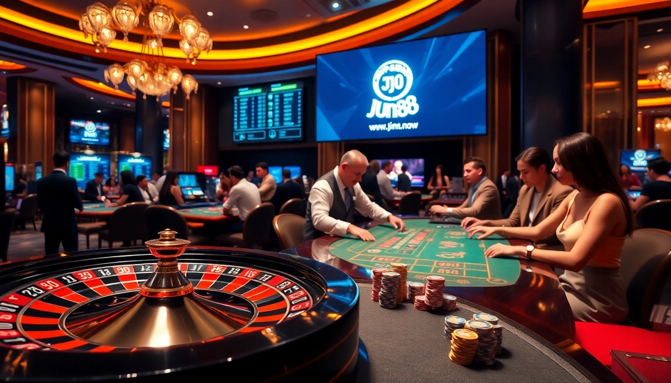 Experience thrilling moments at https://jun88.now/ with a professional dealer and vibrant casino setting.