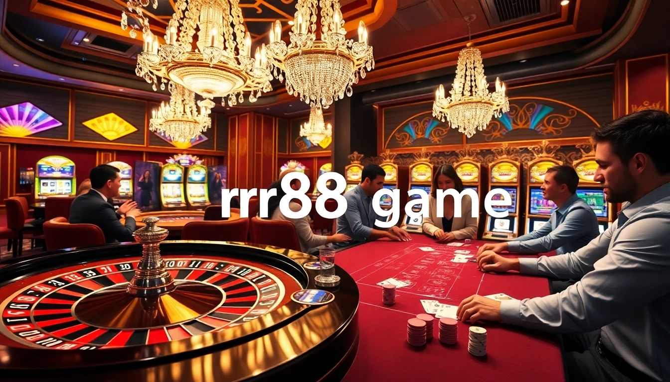 Experience the thrill of rr88 game with a dynamic casino scene full of players and winning moments.