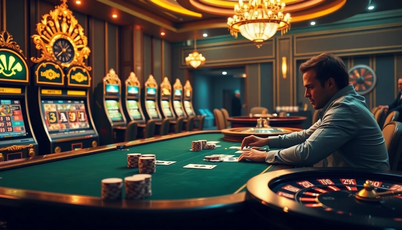 Engage in an exciting gambling experience at Rikvip with vibrant casino tables and games.