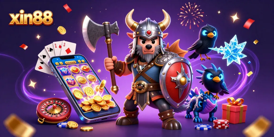 Spin and win at xin88 with a Viking warrior, an ice dragon, and casino games galore!