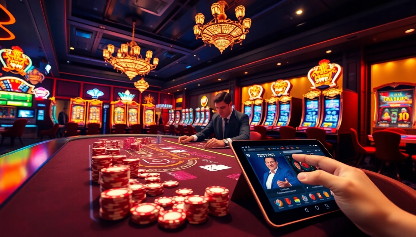 Engaging scene of players enjoying Đăng Ký Nhà Cái 68VIP experience at a vibrant casino table.