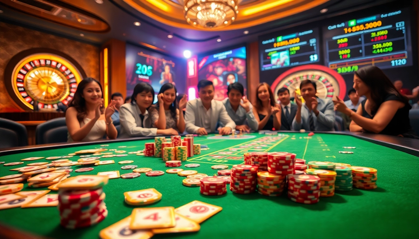 Exciting scene of Game Bài Đổi Thưởng with vibrant casino gaming elements.