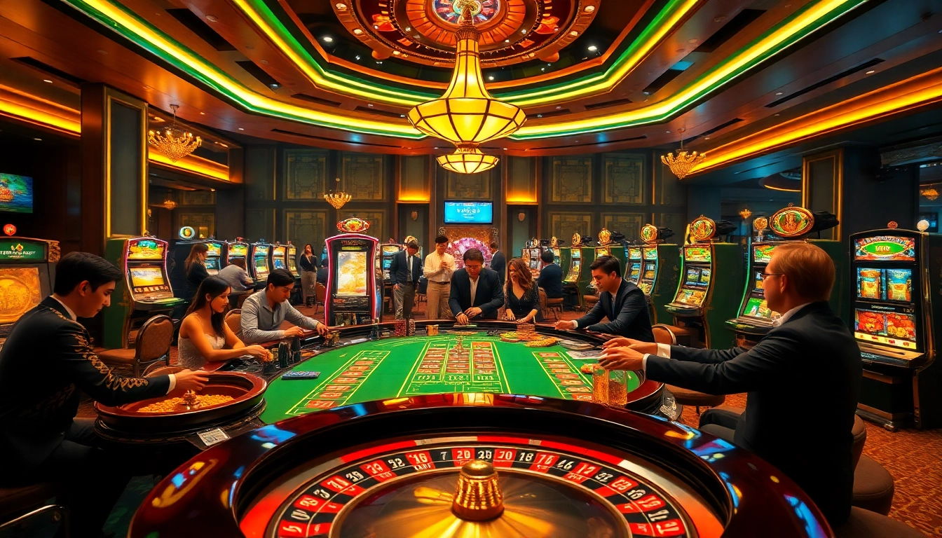 A dynamic casino experience with players at the table, showcasing excitement at https://vin88ac.com/ for a thrilling gambling adventure.