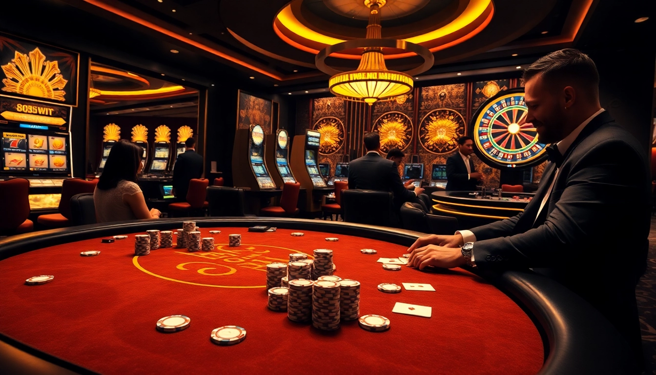 Experience the thrill of winning at 555WIN's luxurious casino games with poker chips and slot machines.