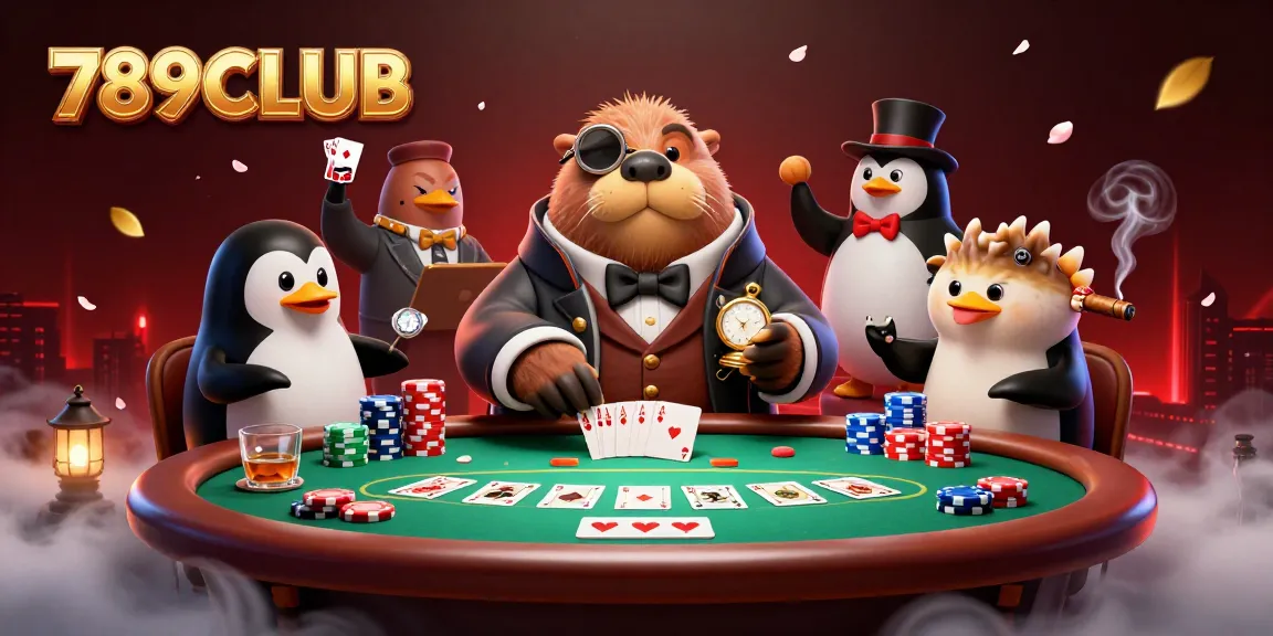 Engage in poker at 789CLUB with a jolly walrus, sophisticated dealer, and bluffing pufferfish.