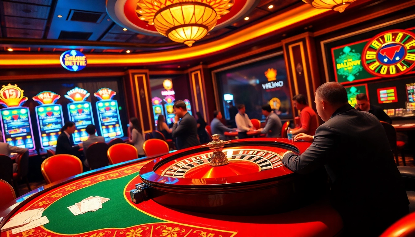 Engaging players at https://vu88.ink/ enjoying the thrill of poker in a luxurious casino setting.