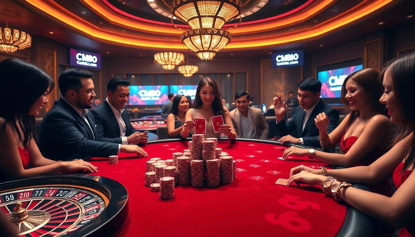 Experience high-stakes gaming at cm88.com with players enjoying a vibrant casino atmosphere.
