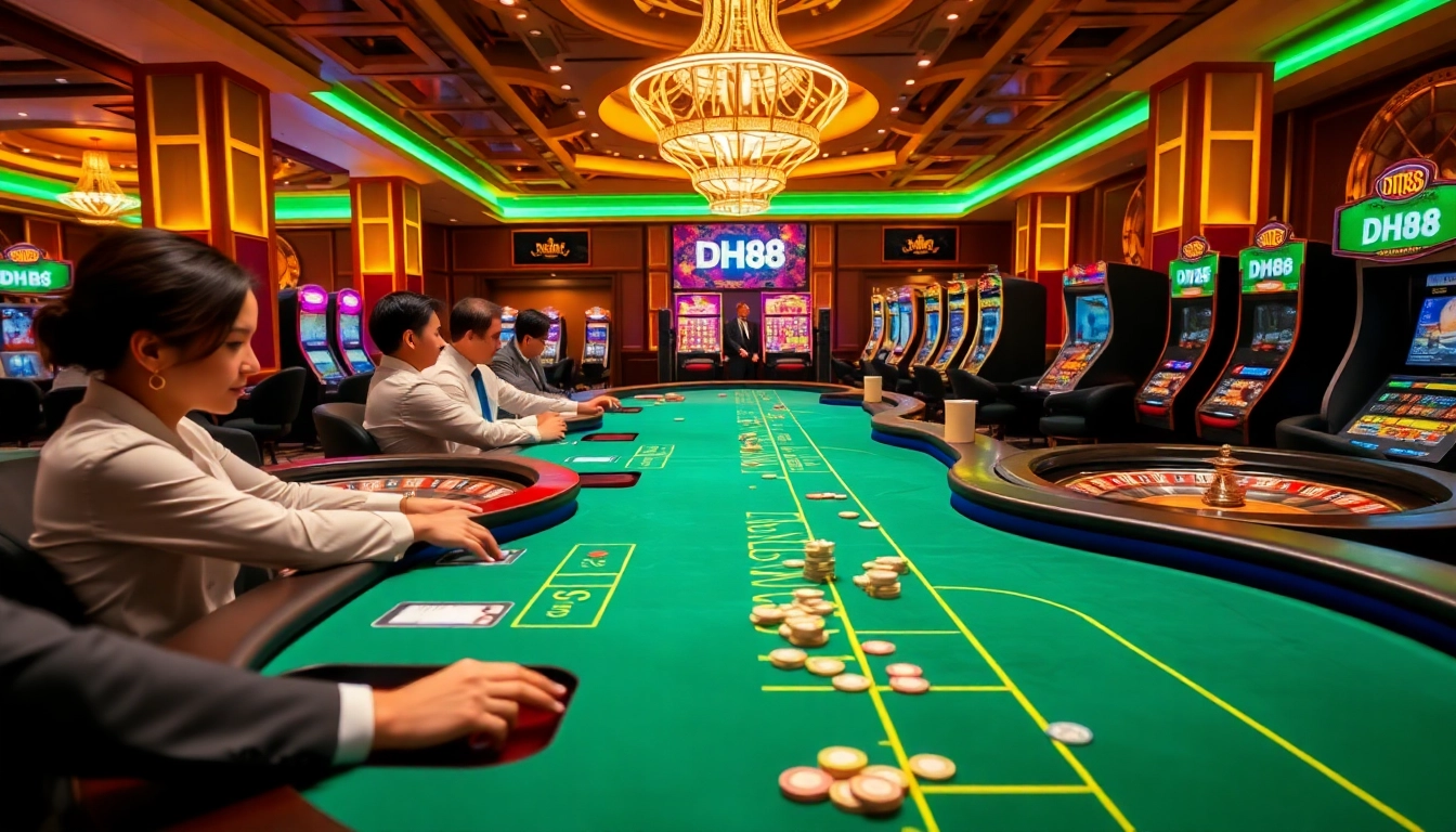 Experience the thrill of DH88 gaming with dynamic poker action and luxurious casino elements.
