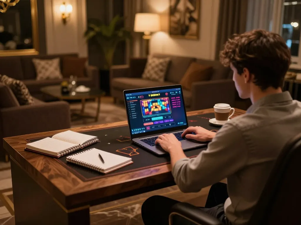 789bet player enjoying online gaming with a stylish setup, enhancing strategic gameplay experience.