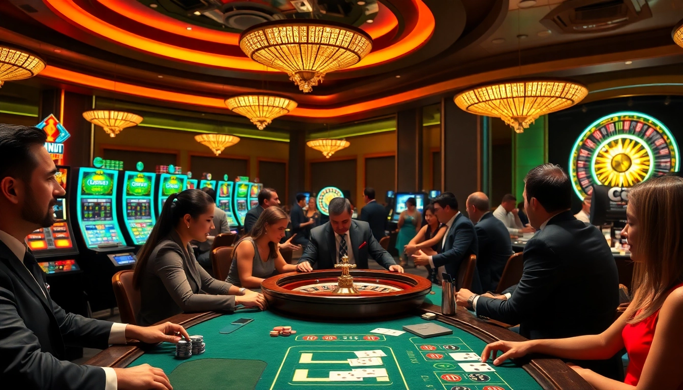 Players enjoying a thrilling moment at LC88 casino with cards and chips.