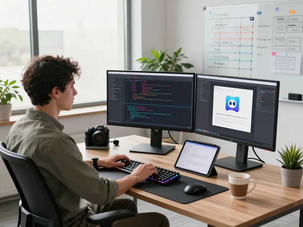 MoltBot personal AI assistant displayed on a developer's monitor in a modern tech workspace, highlighting productivity and innovation.