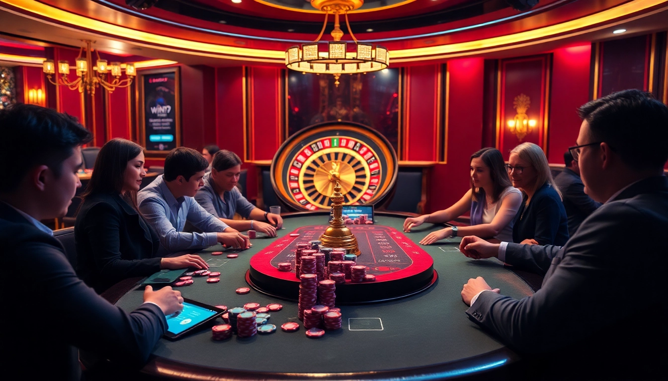 Players winning at a poker table in a stunning casino scene inspired by win79.