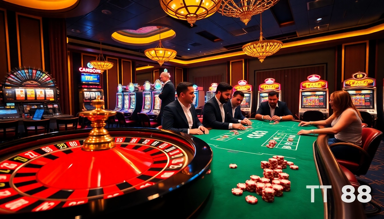 Experience the thrill of TT 88 with engaging poker tables and vibrant roulette wheels.