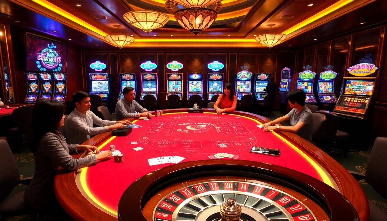 Experience thrilling gameplay at bj88 casino with excited players and vibrant tables.