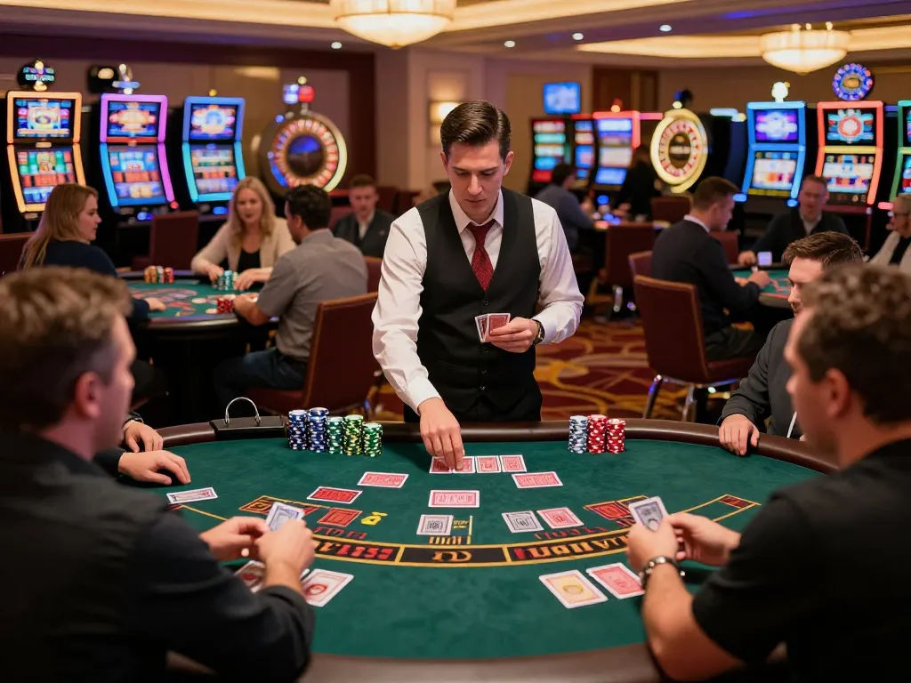 Players strategizing bets at uu88 blackjack table in luxury casino atmosphere.