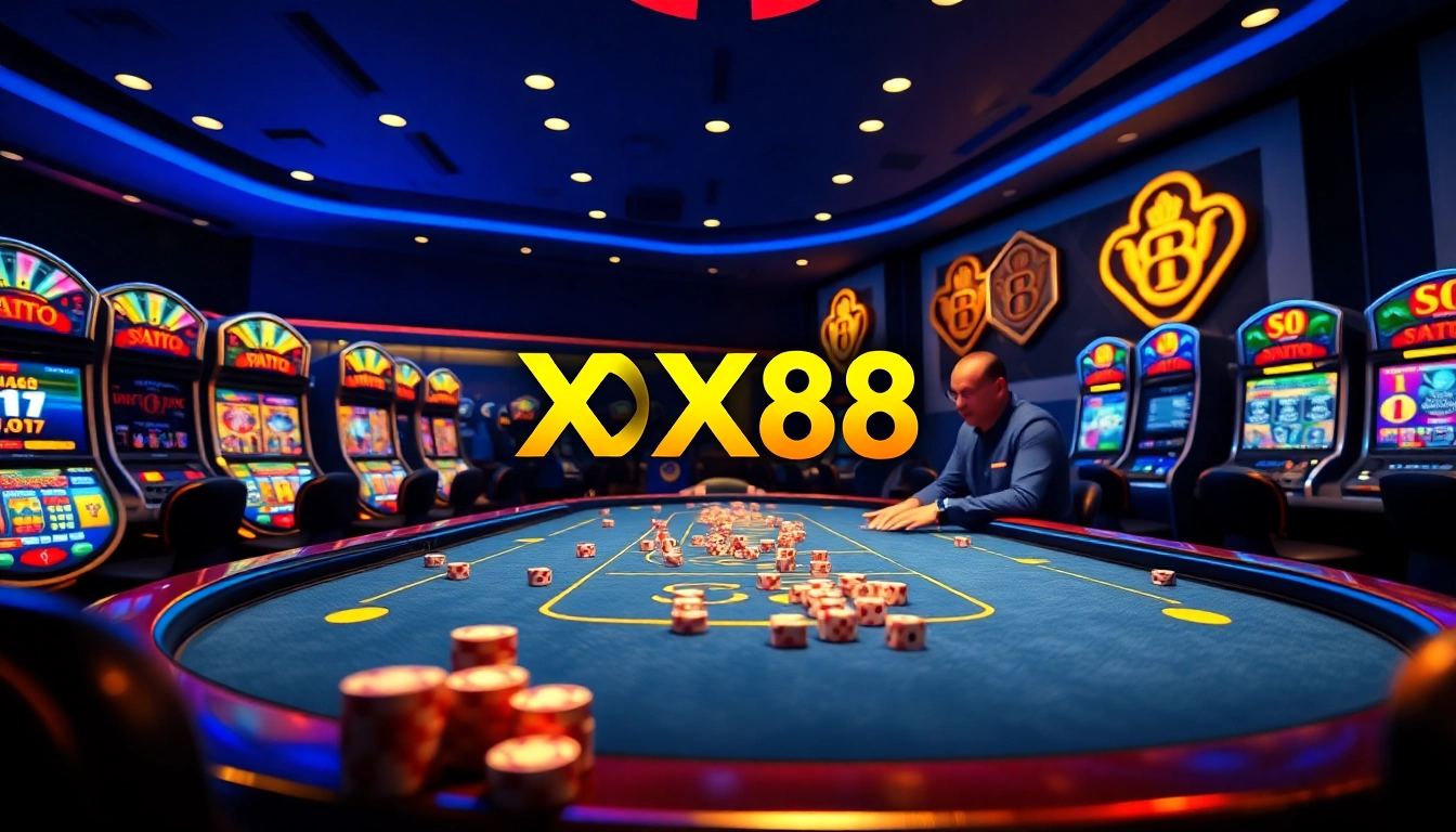 Players engaging in exciting casino games at XX88 online, showcasing vibrant atmosphere and thrilling action.