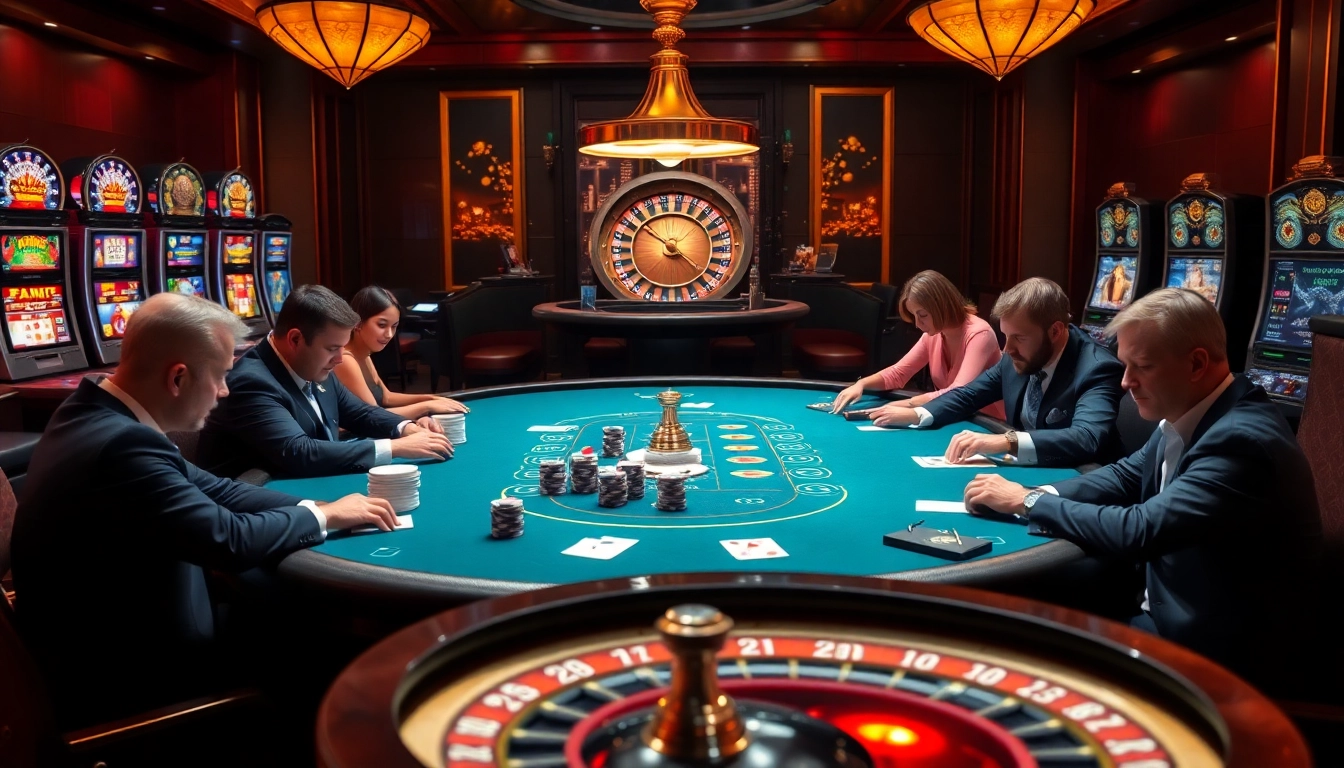 Experience the thrill of gambling at https://hello88app.com/ with elegant poker tables and vibrant slot machines.