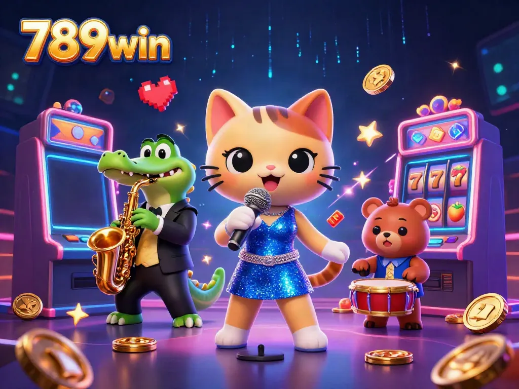 Experience the excitement of 789win with vibrant 3D characters and casino elements.