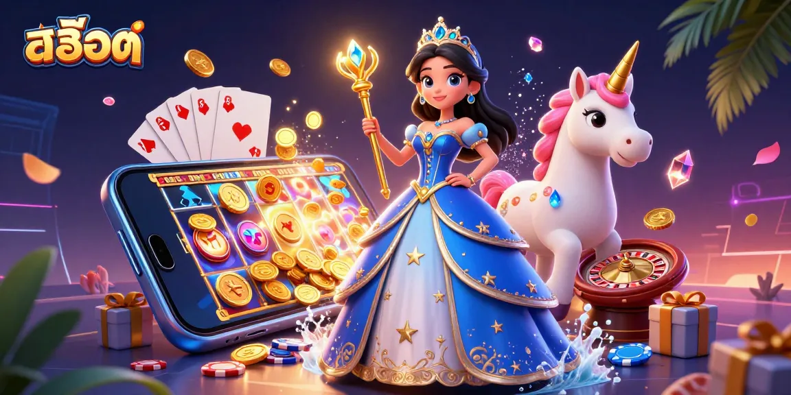 Play colorful สล็อต games with enchanting visuals in a vibrant casino setting.