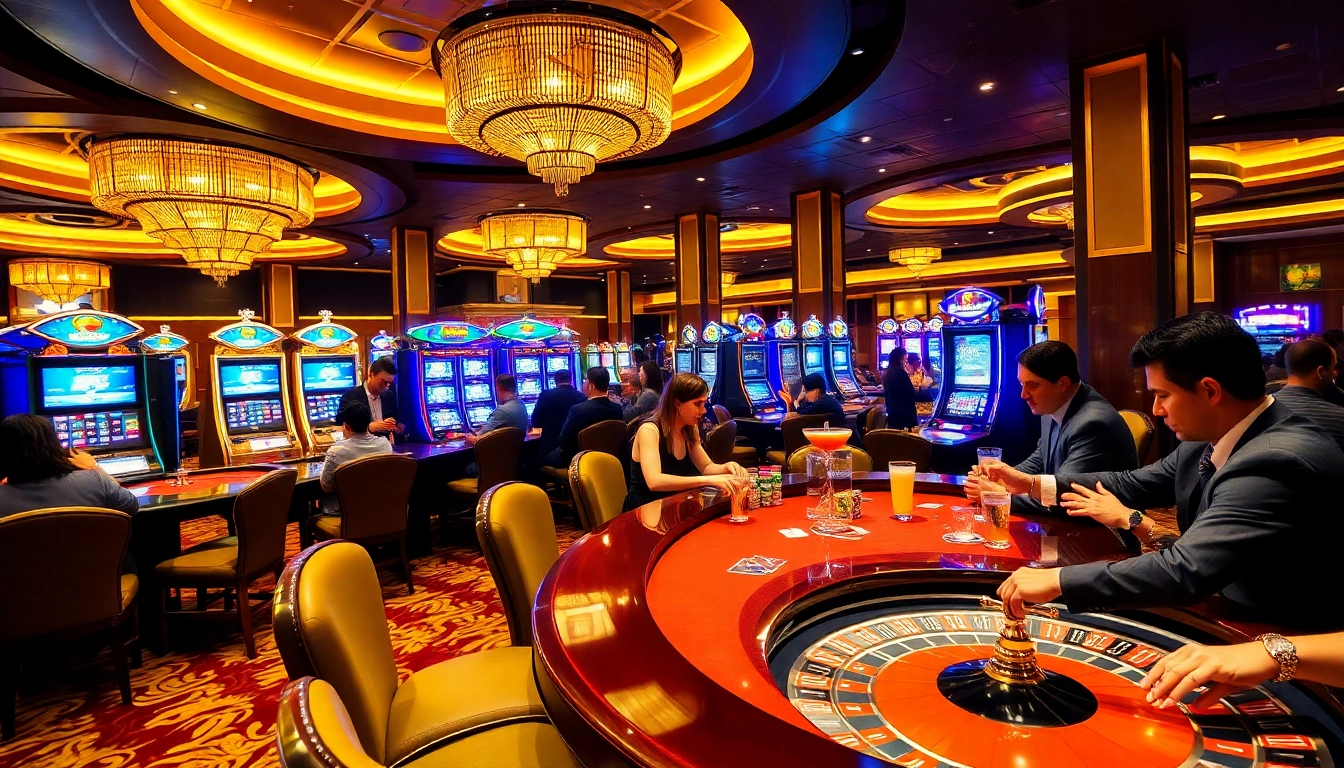 Experience excitement at SODO CASINO with vibrant gaming tables and lively gamblers.
