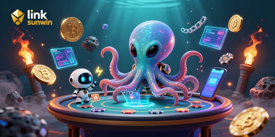Experience the thrill of playing at link sunwin with our vibrant gaming scene featuring an alien octopus.